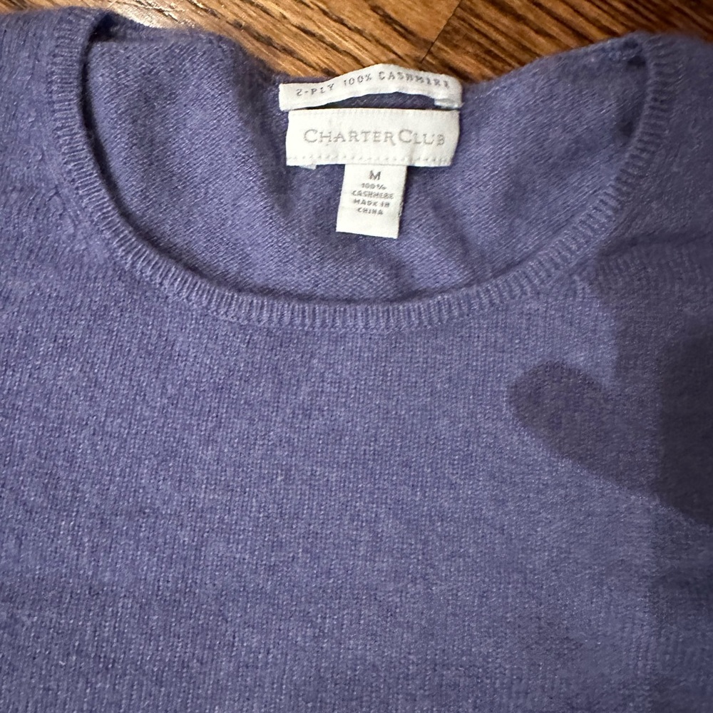 Charter Club 2-Ply 100% Cashmere purple Sweater Size L - Picture 2 of 7